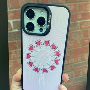 Apple Pink and Black Heart Pattern Case